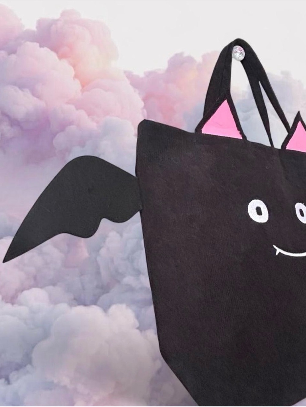 Black Bat Tote Bag with Pink Ears - Brand
